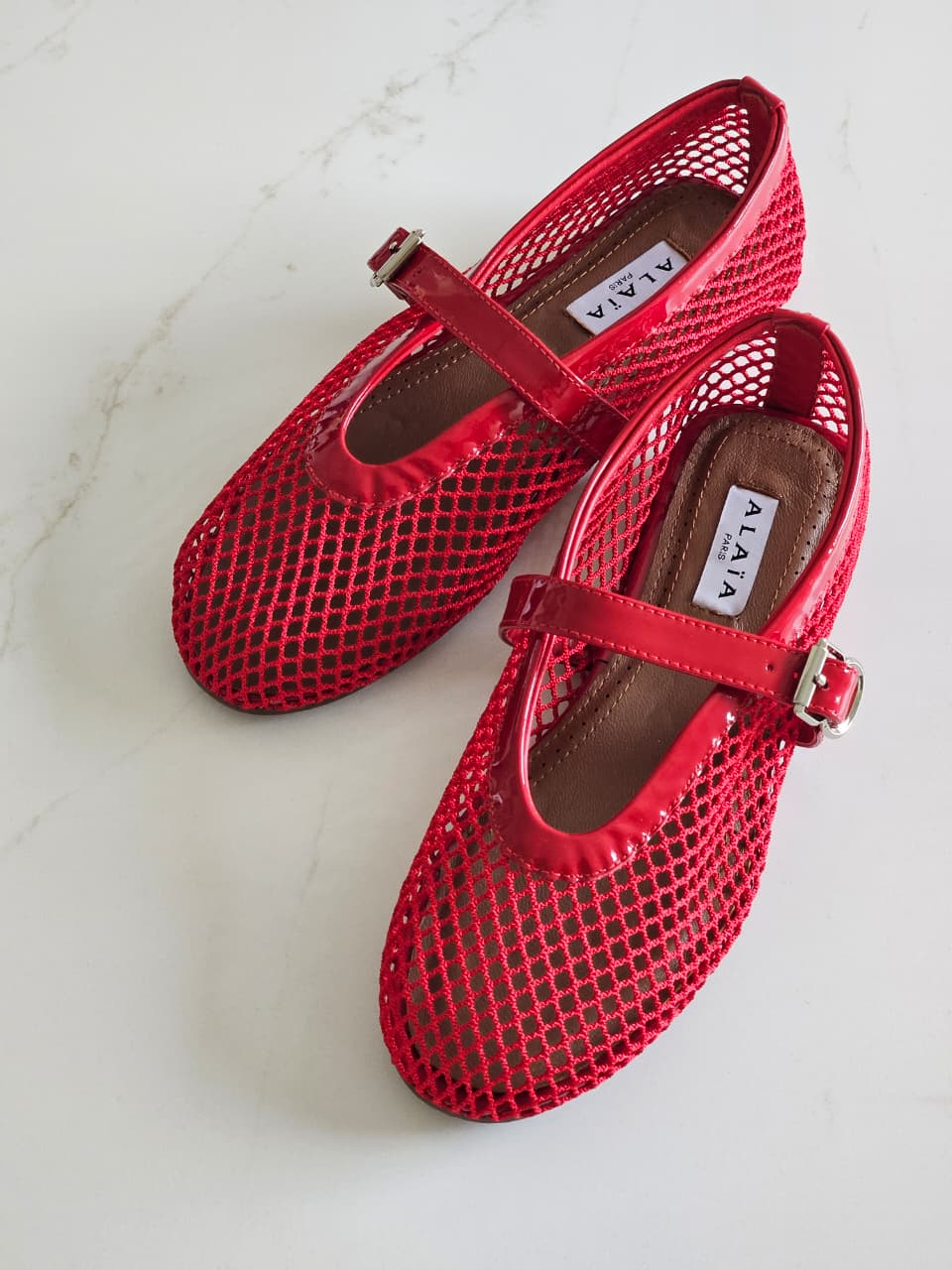 Alaï Rot Fischnetz Ballerinas