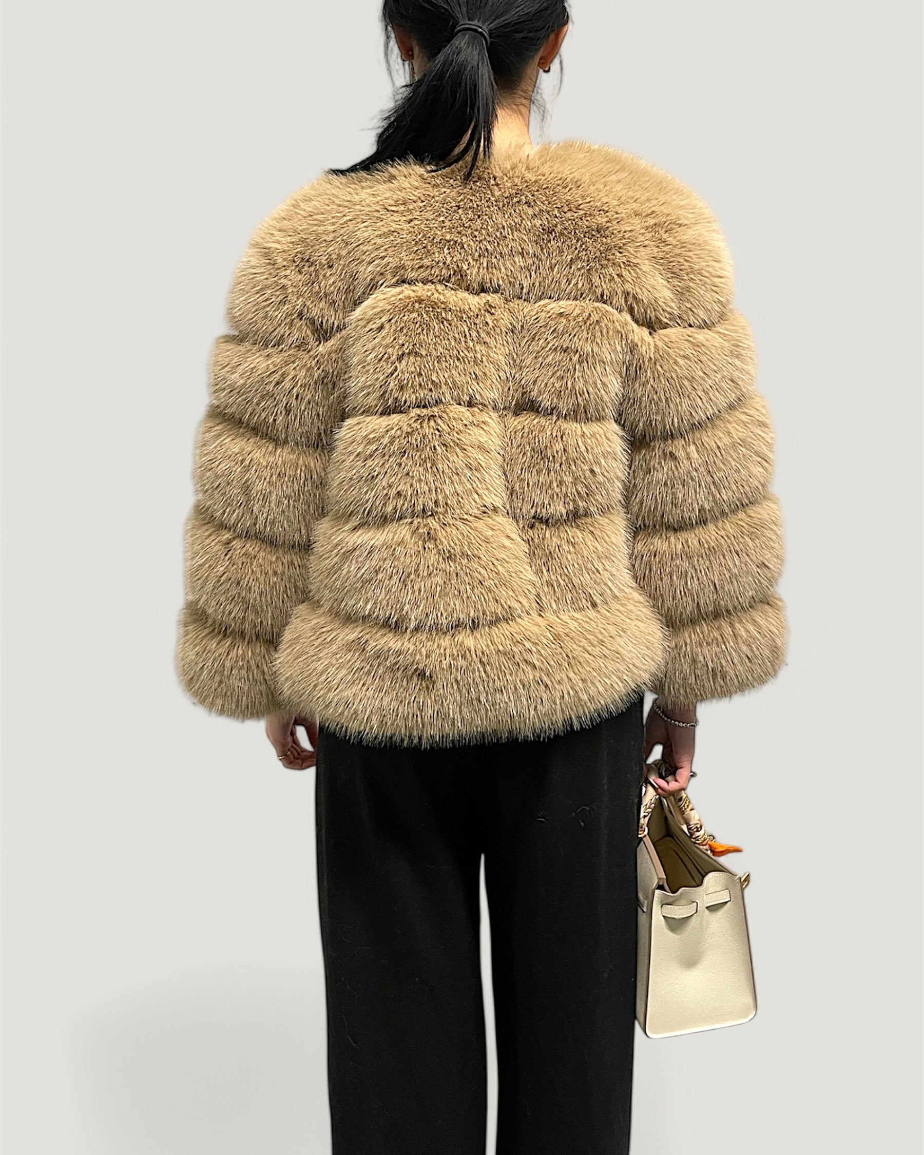 Pelzmantel Faux Fur - Beige Kurz