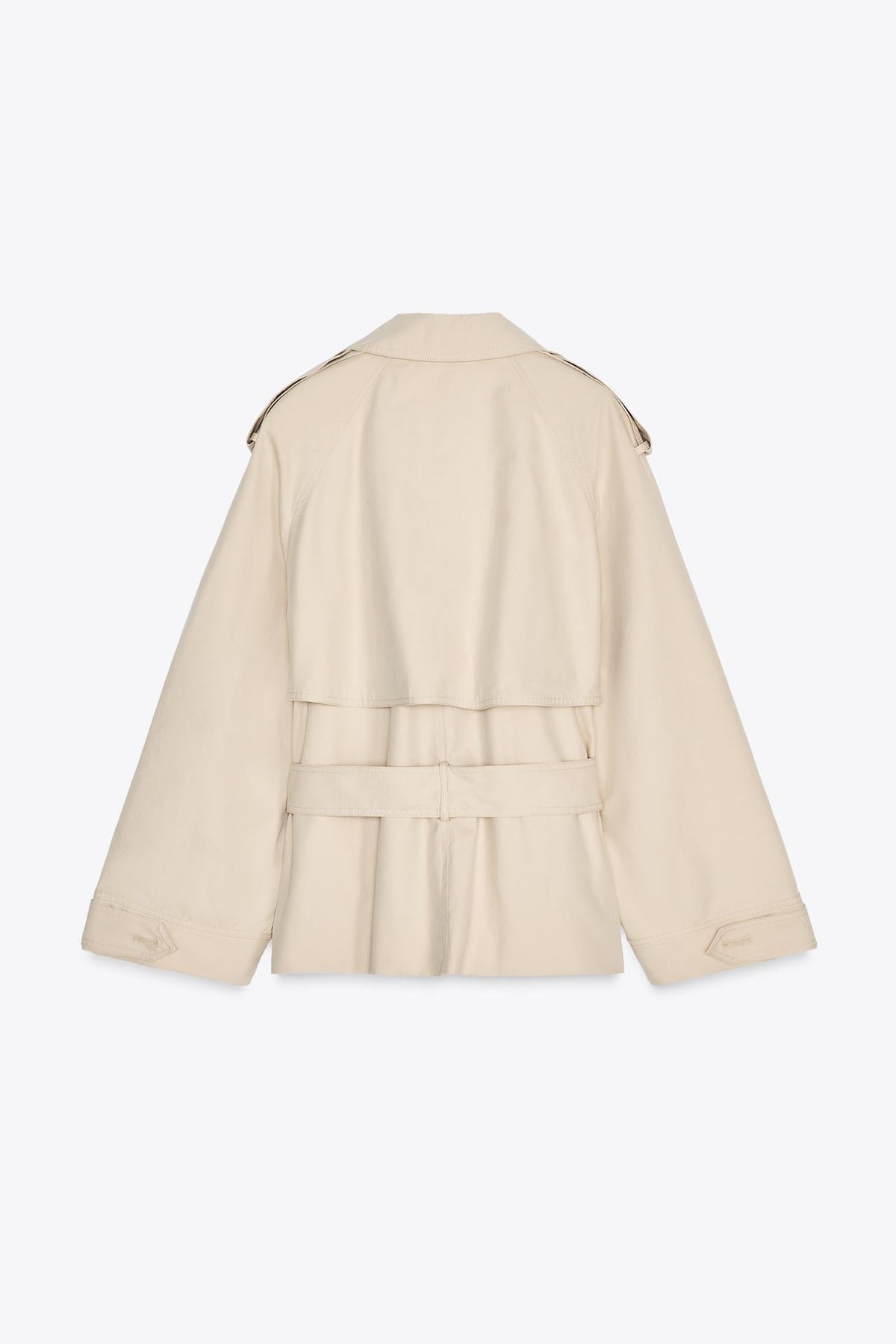Cropped Trenchcoat mit Gürtel im Reversekragen
