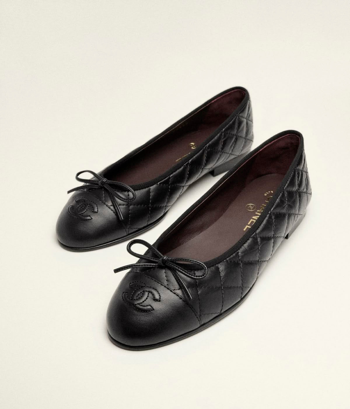 Schwarz Leder Ballerinas