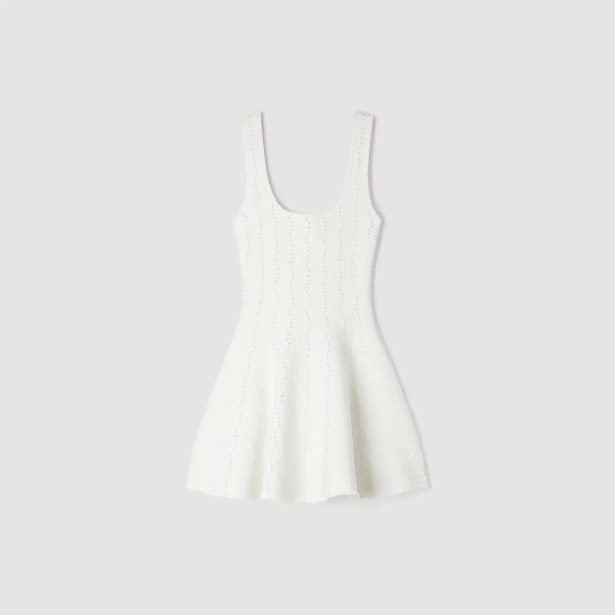 SANDRA PERLEN STRICK KURZES KLEID WEISS