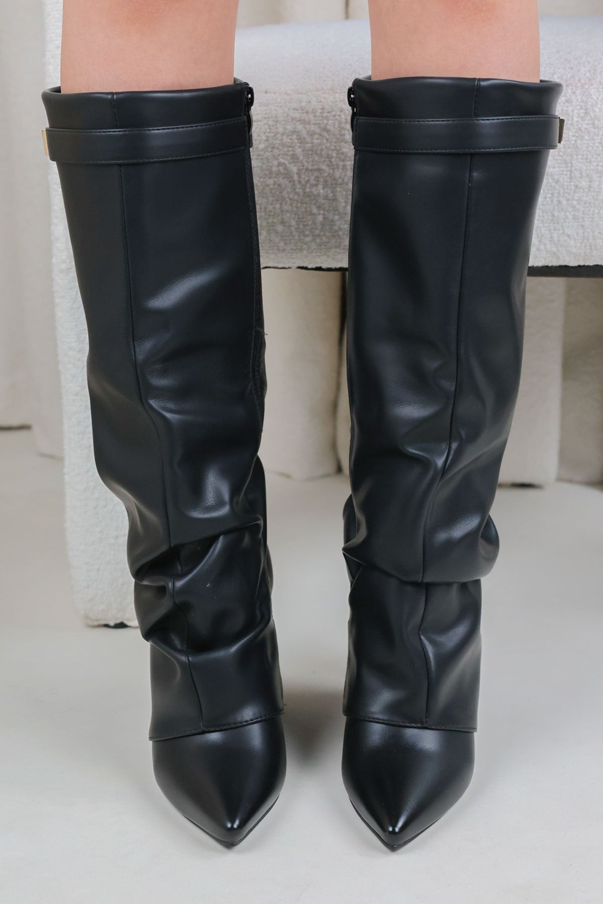 Shark Boots Slouch - Schwarz Glattleder